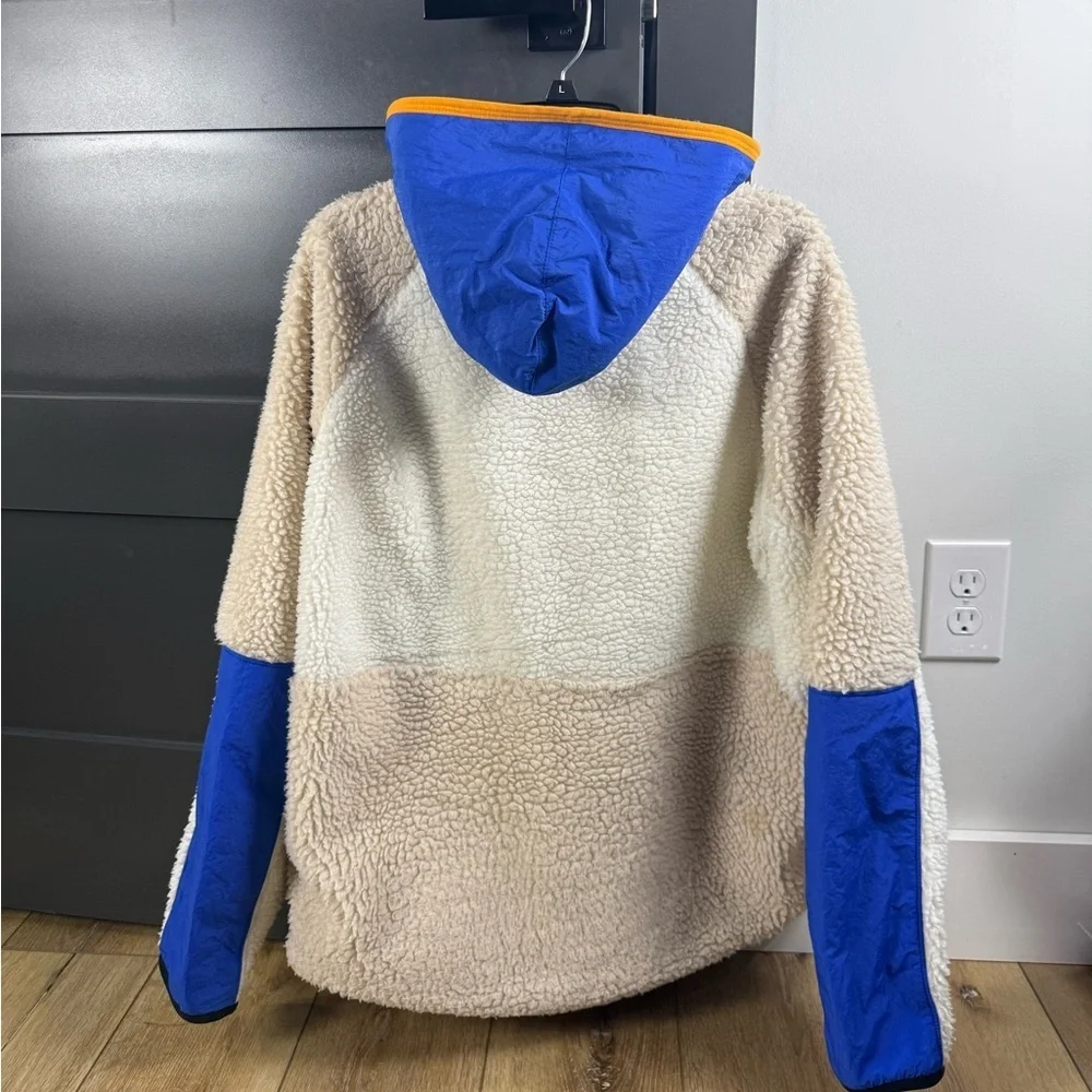 Nike Heritage Sherpa Quarter Zip Jacket Blue, Yellow, White Large